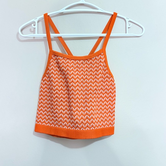 Bershka Tops - 4/$20🏝️ Orange & Lavender Chevron Knit Tank Top with Criss Cross Back